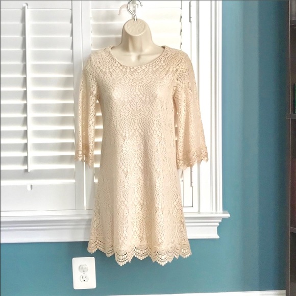 cream lace shift dress